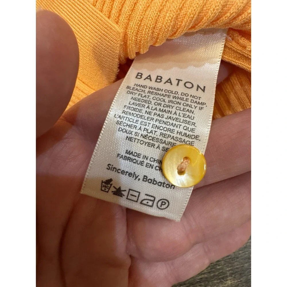 Aritzia Babaton Ribbed Long Sleeve Collared Peach Button‎ Down Sculpt Stretch